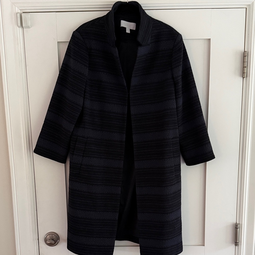 The White Company Black Striped Trench Coat
